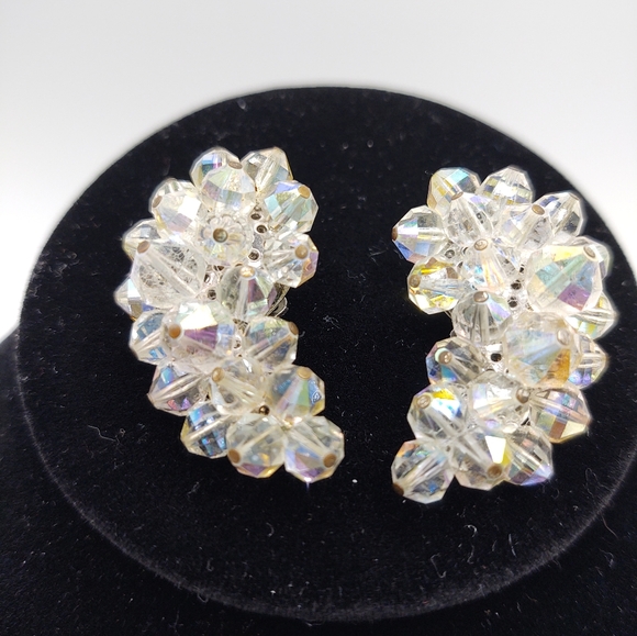 Vintage Clip Crystal Earrings Langua Napier Patent Pending - Picture 5 of 8